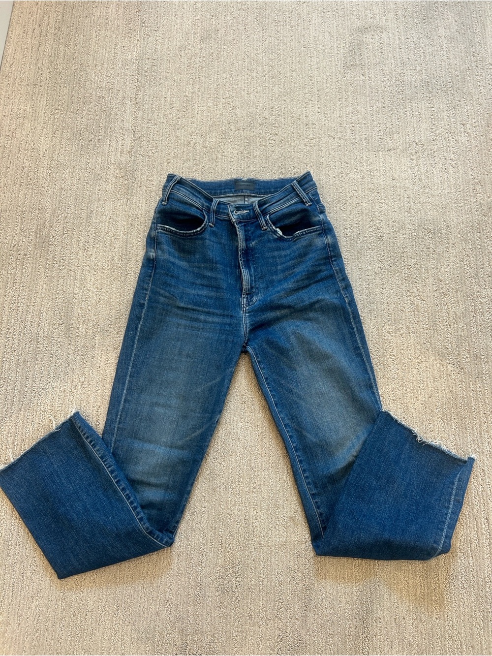 MOTHER the Hustler ankle fray jeans.